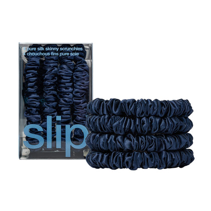 SLIP scrunchies en soie navy, vue de face