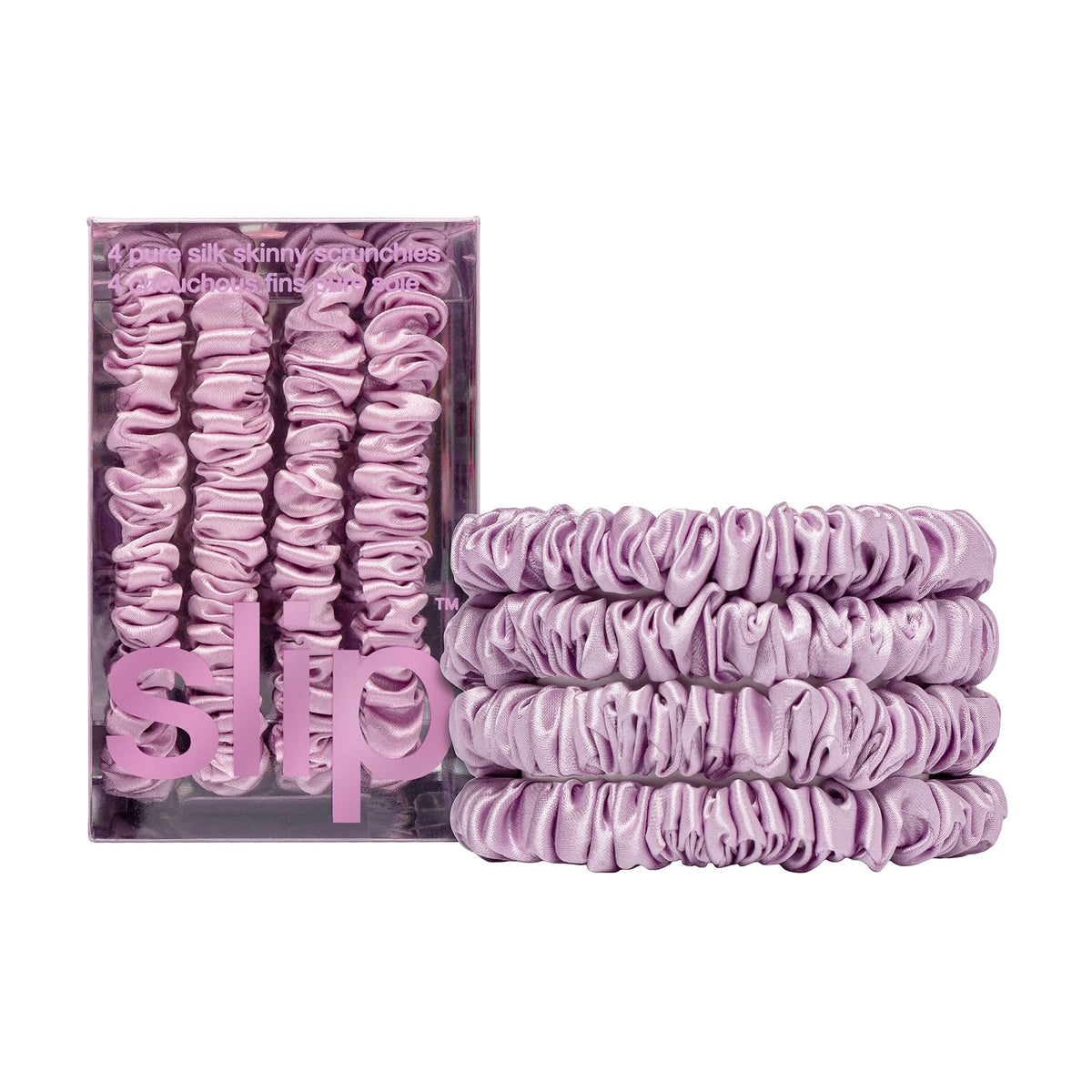 SLIP scrunchies en soie roses et lilas vue de face