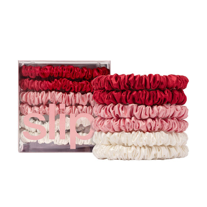SLIP scrunchies en soie rouge et rose, ensemble de 6 modèles