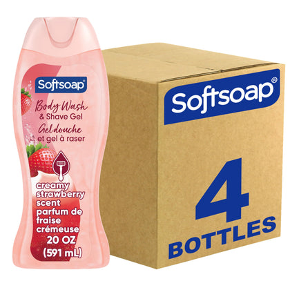 Softsoap Gel Douche et Rasage 20 fl oz, parfum fraise crémeuse, vue avant