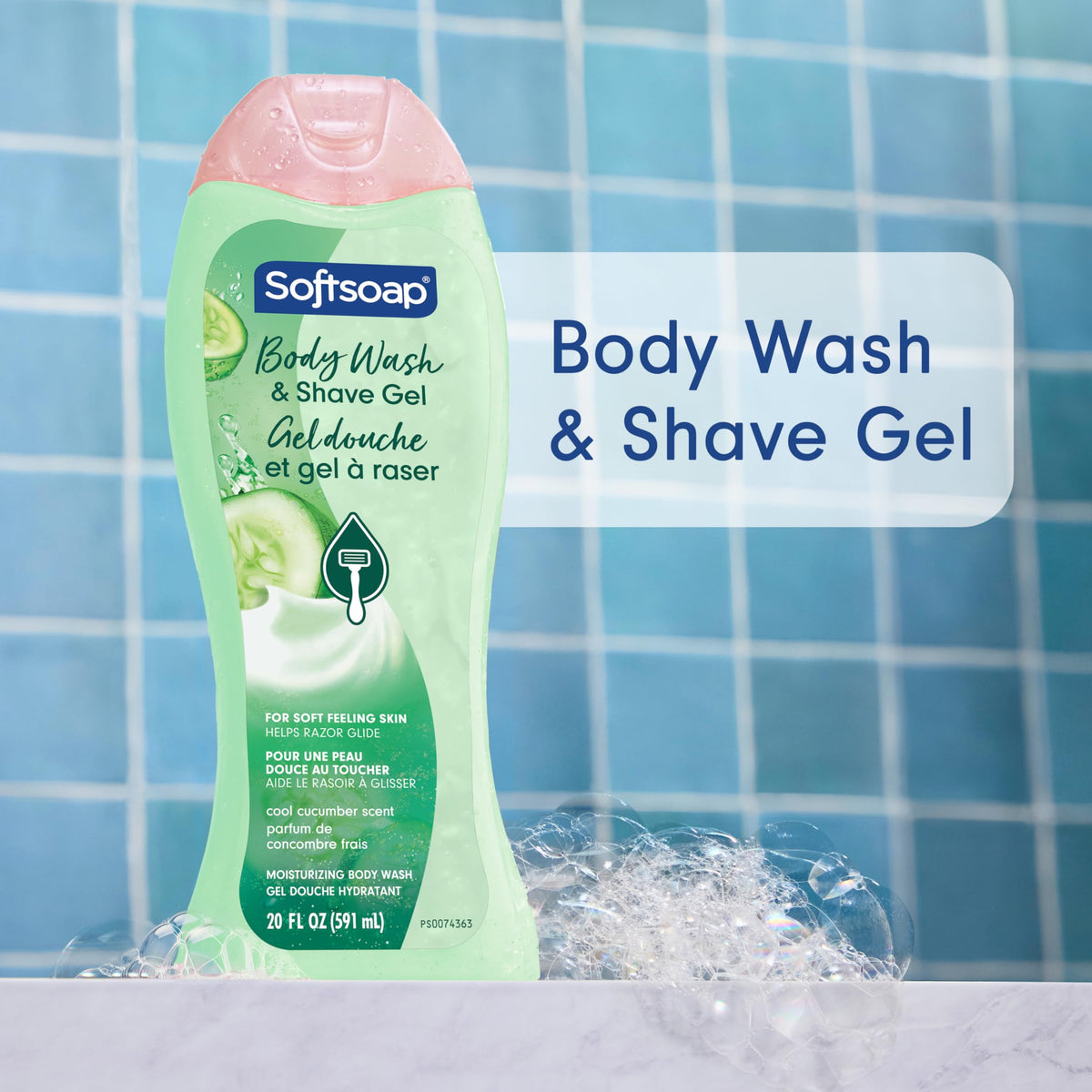 Softsoap Gel Douche Hydratant et Gel à Raser 20 fl oz, vue arrière