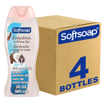 Softsoap Gel Douche Hydratant et Gel à Raser au Coco, 20 fl oz, vue de face