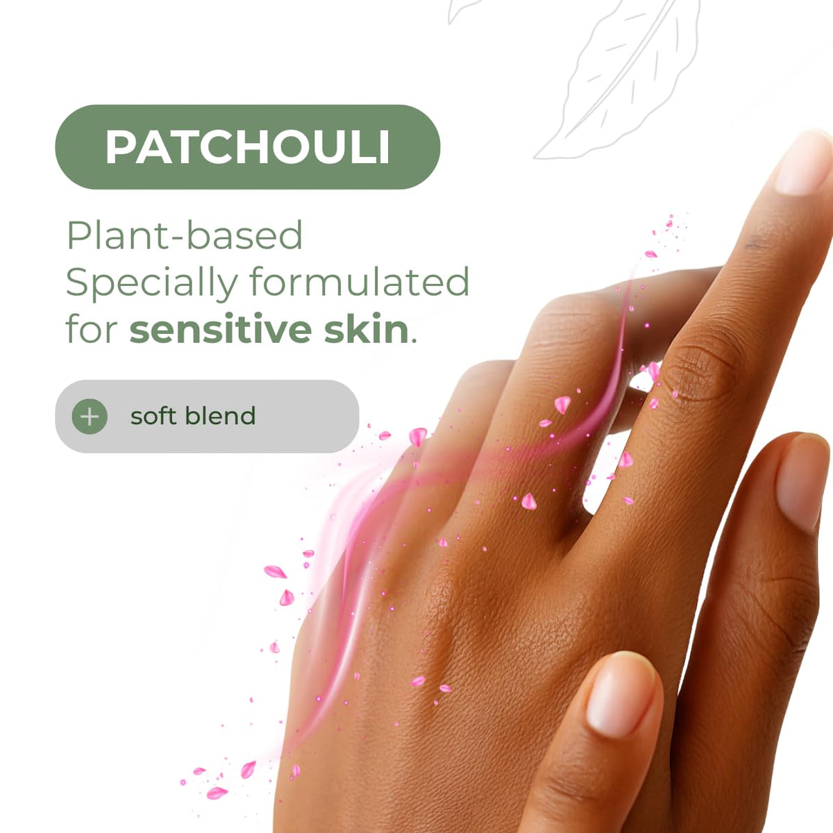 Soin de Lavage Patchouli sur une table avec des fleurs