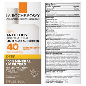 Soin solaire minéral La Roche-Posay avec ingrédients sur l'étiquette