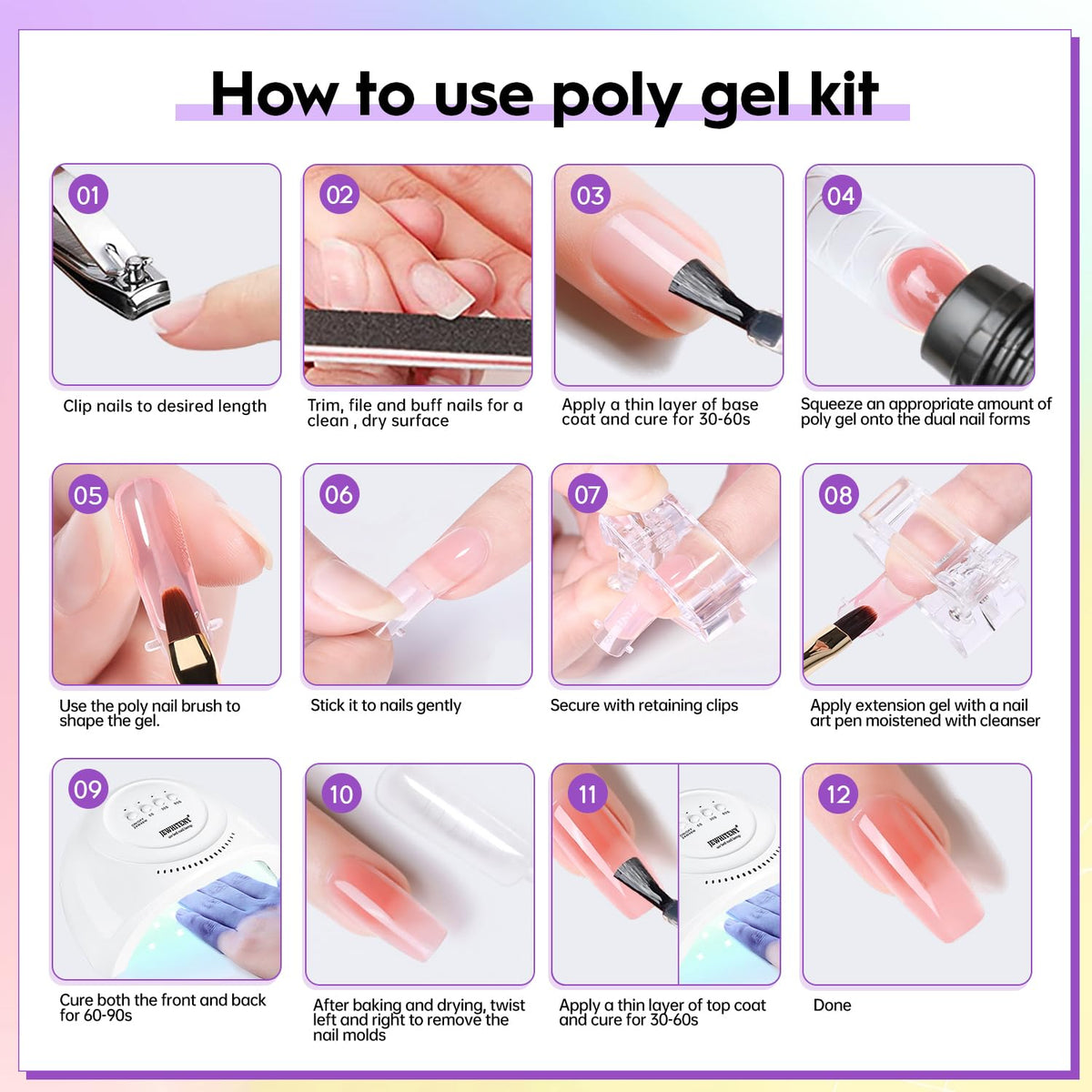 Solution de glissement de gel poly de 30ml du kit JEWHITENY