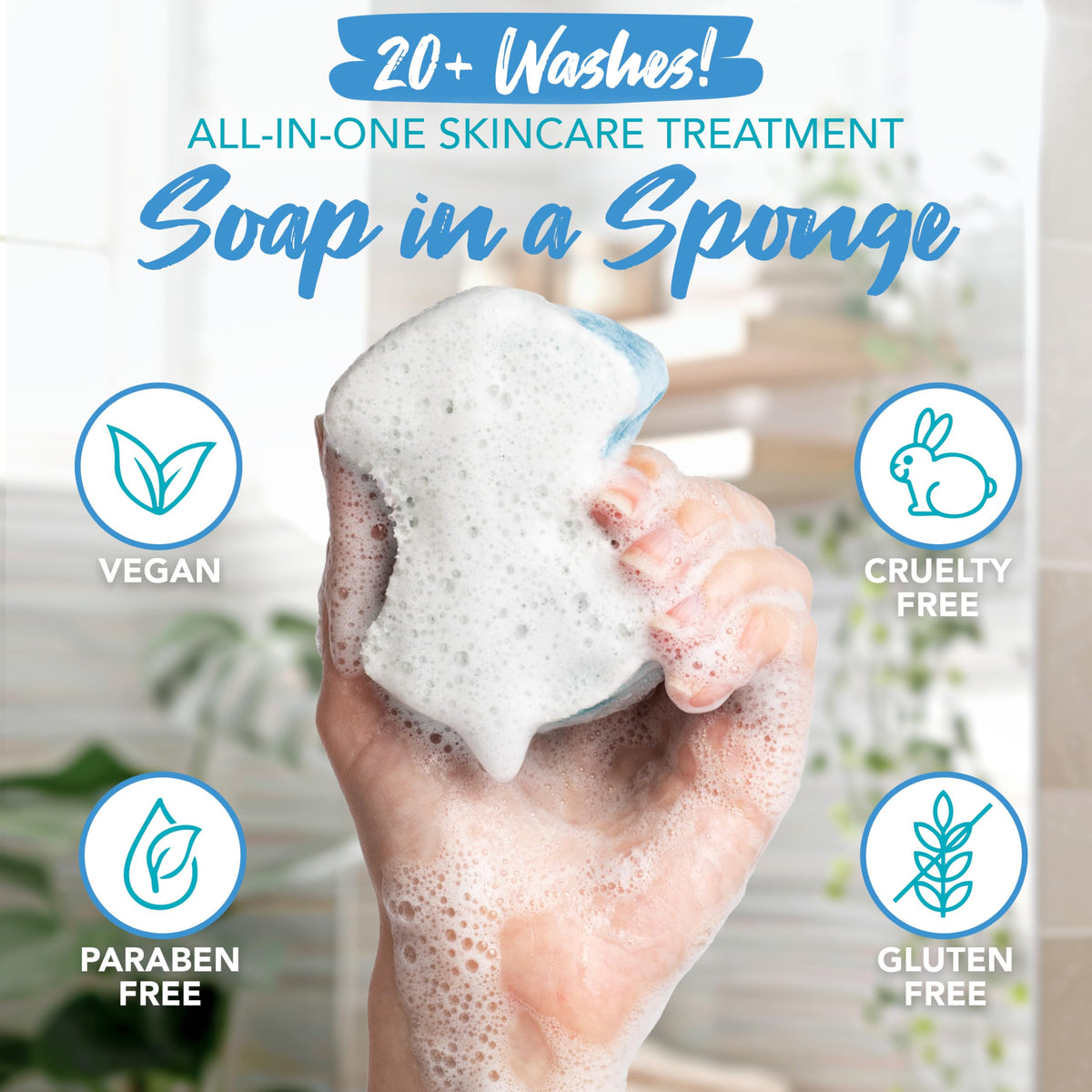Spongeables éponge exfoliante Fresh Linen avec mousse