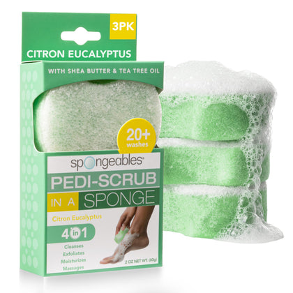 Spongeables Éponge Exfoliante pour Pieds Citron Eucalyptus vue de face