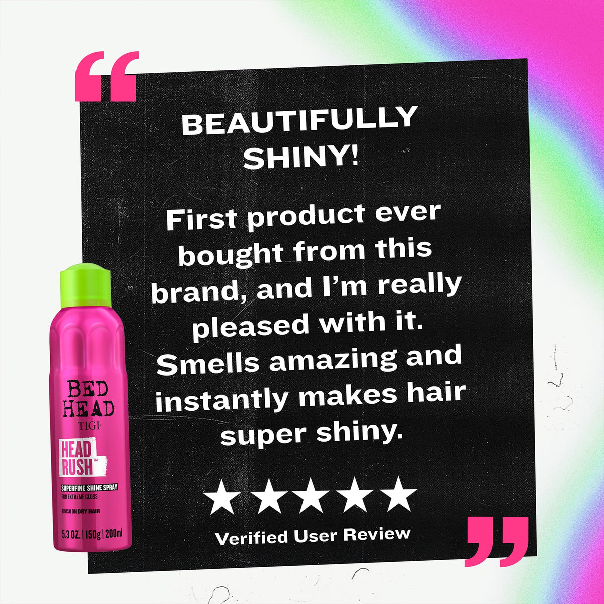 Spray Bed Head Head Rush 200g sur coiffeuse avec accessoires