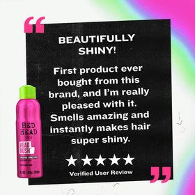 Spray Bed Head Head Rush 200g sur coiffeuse avec accessoires