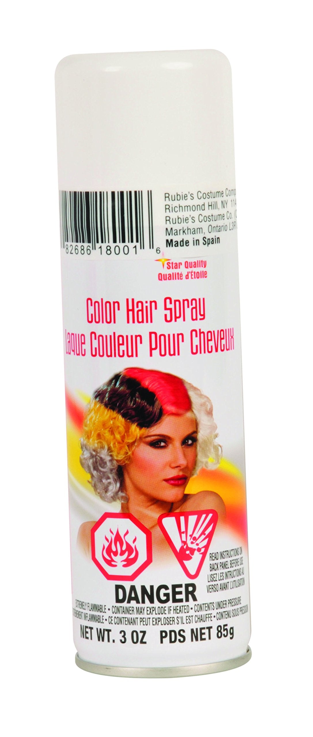 Spray cheveux blanc Rubies 85g vue de face avec étiquette
