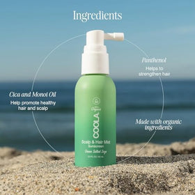 Spray COOLA à côté d'accessoires de plage