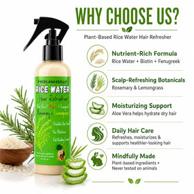 Spray d'Eau de Riz avec Romarin PRIDE AND BEAUTY dans un environnement naturel
