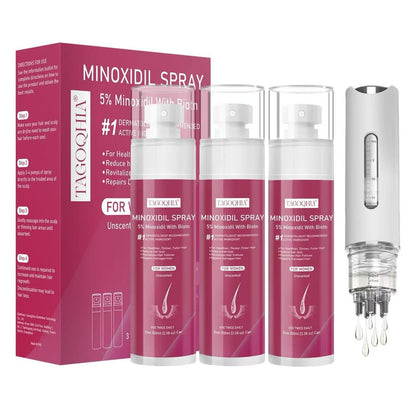 Spray de régénération capillaire femme 5% Minoxidil TAGOQHIA vue avant