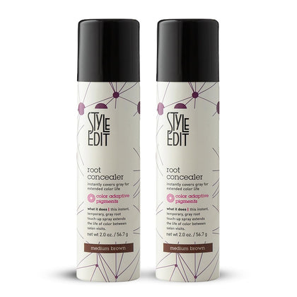 Spray de retouche racines STYLE EDIT marron moyen 2 oz vue de face