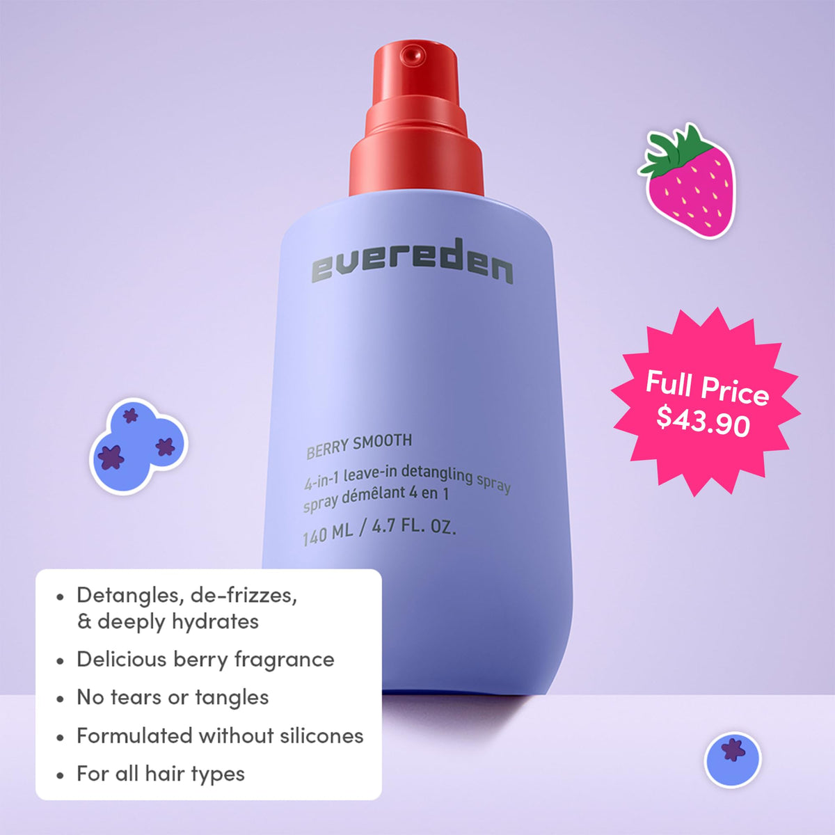 Spray démêlant Evereden 4-en-1 pour enfants, packaging