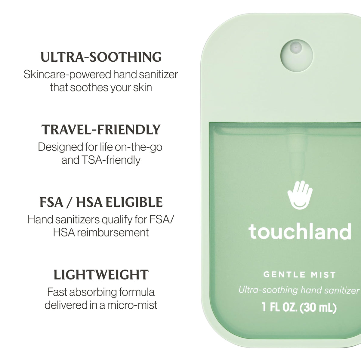Spray désinfectant Touchland 59g sur une table en bois