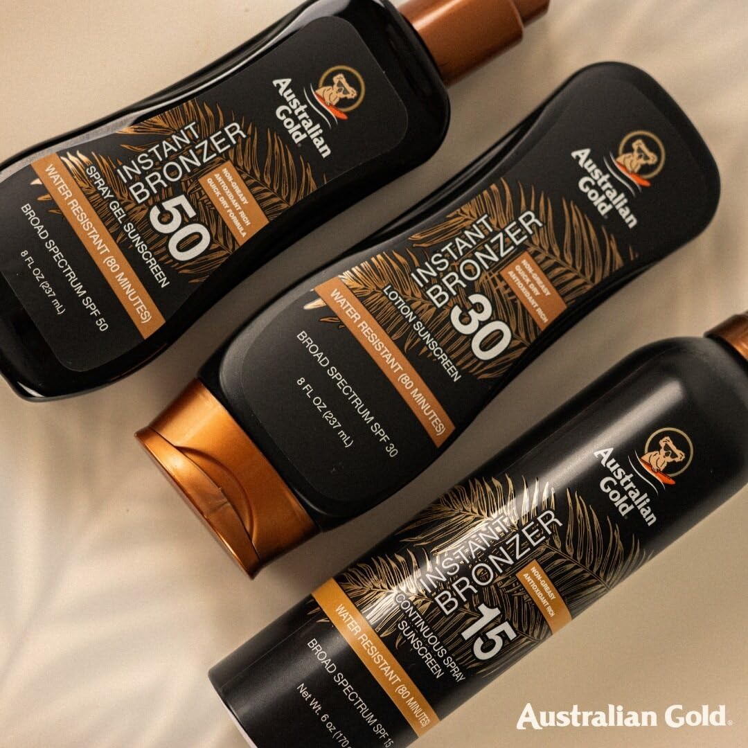 Spray Gel Solaire Australian Gold avec une vue sur la plage