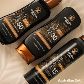 Spray Gel Solaire Australian Gold avec une vue sur la plage