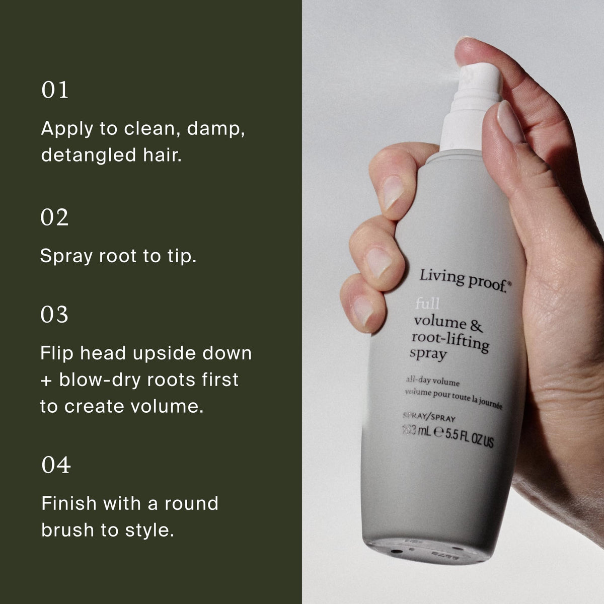 Spray Living Proof sur coiffeuse avec accessoires