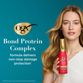Spray OGX en usage avant le coiffage
