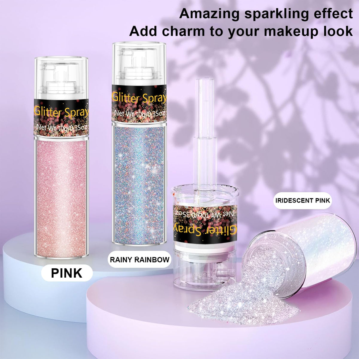 Spray paillettes Scarman 30g rose en bouteille portable