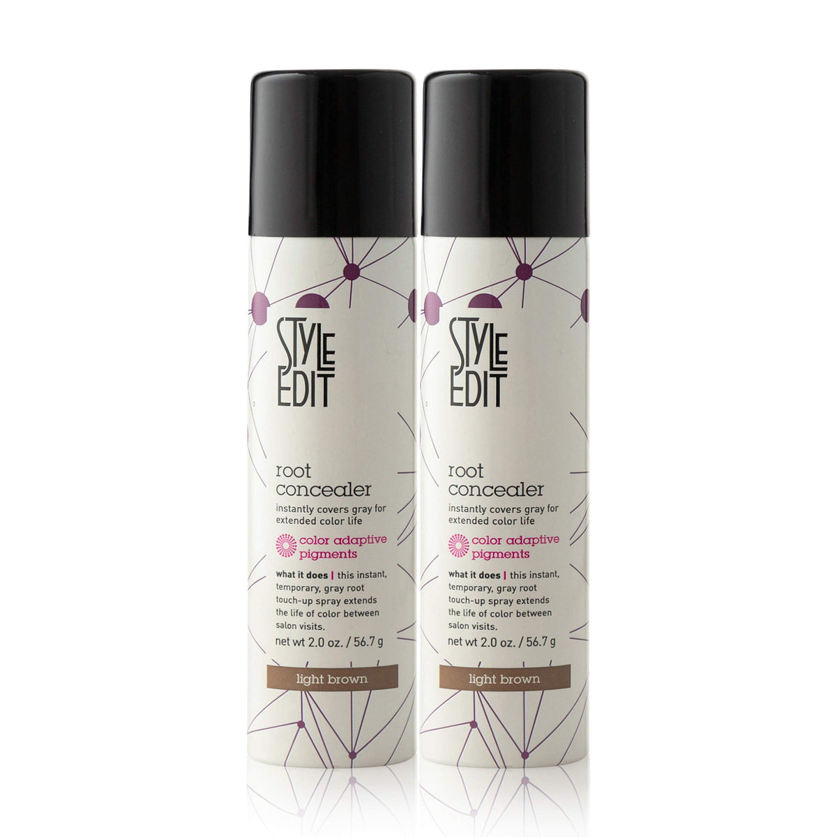 Spray retouche racines STYLE EDIT châtain clair 2 oz vue de face