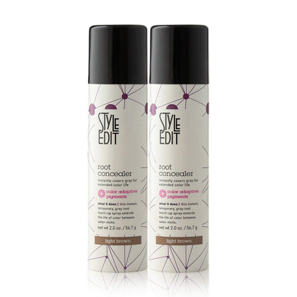 Spray retouche racines STYLE EDIT châtain clair 2 oz vue de face