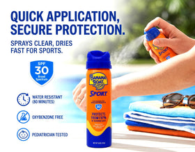 Spray solaire Banana Boat Sport avec la mention résistance à l'eau
