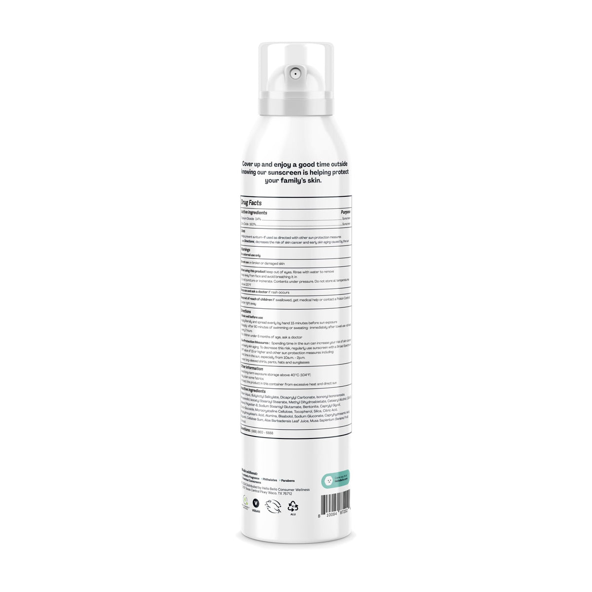Spray solaire Hello Bello avec un fond naturel et ensoleillé