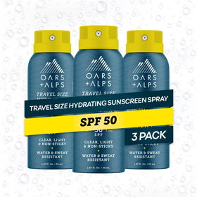 Spray solaire Oars + Alps SPF 50, taille voyage, vue de face.