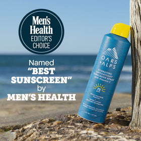 Spray solaire Oars + Alps SPF 70 corps application sur peau humide
