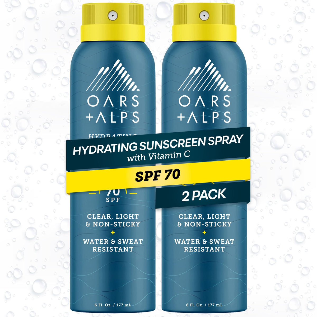 Spray solaire Oars + Alps SPF 70 corps modèle avant avec bouchon
