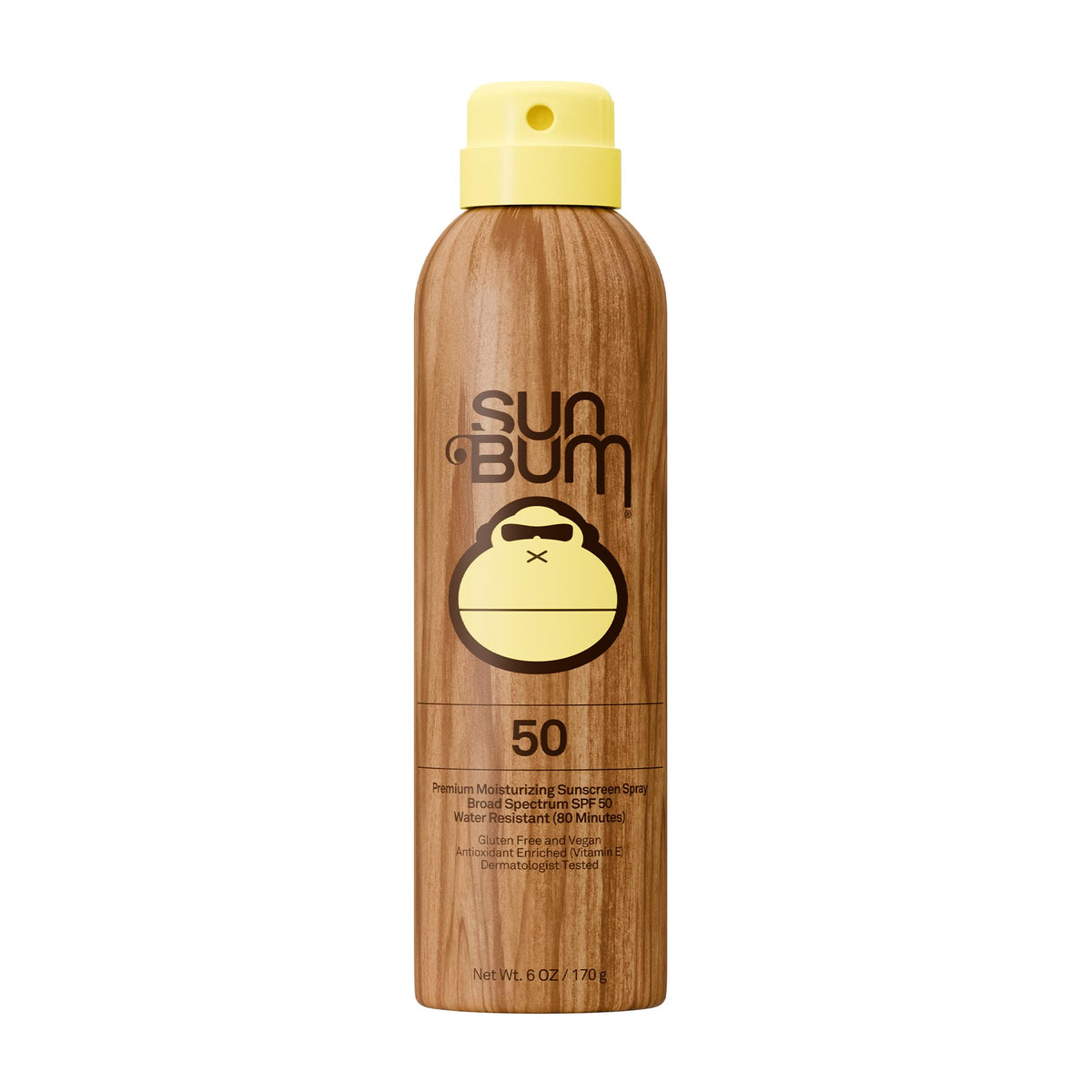 Spray solaire Sun Bum SPF 50 vue avant avec étiquette
