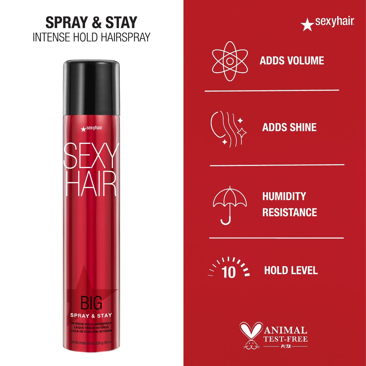 Spray & Stay de SexyHair 320g sur une coiffeuse