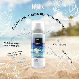 Spray texturisant IGK Beach Club avec texture de vagues de plage