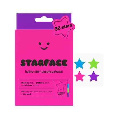 Starface Hydro-Star Party Pack avec 96 patchs en forme d'étoile colorés