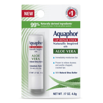 Stick à Lèvres Aquaphor Réparateur Naturel 15g avec Aloe Vera, vue de face