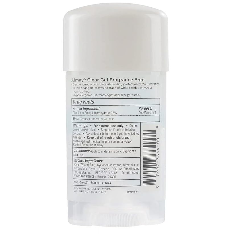 Stick Almay Gel Transparent Antitranspirant 64g côté