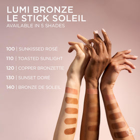 Stick bronzer L'Oreal Paris Lumi Bronze avec échantillons de teintes
