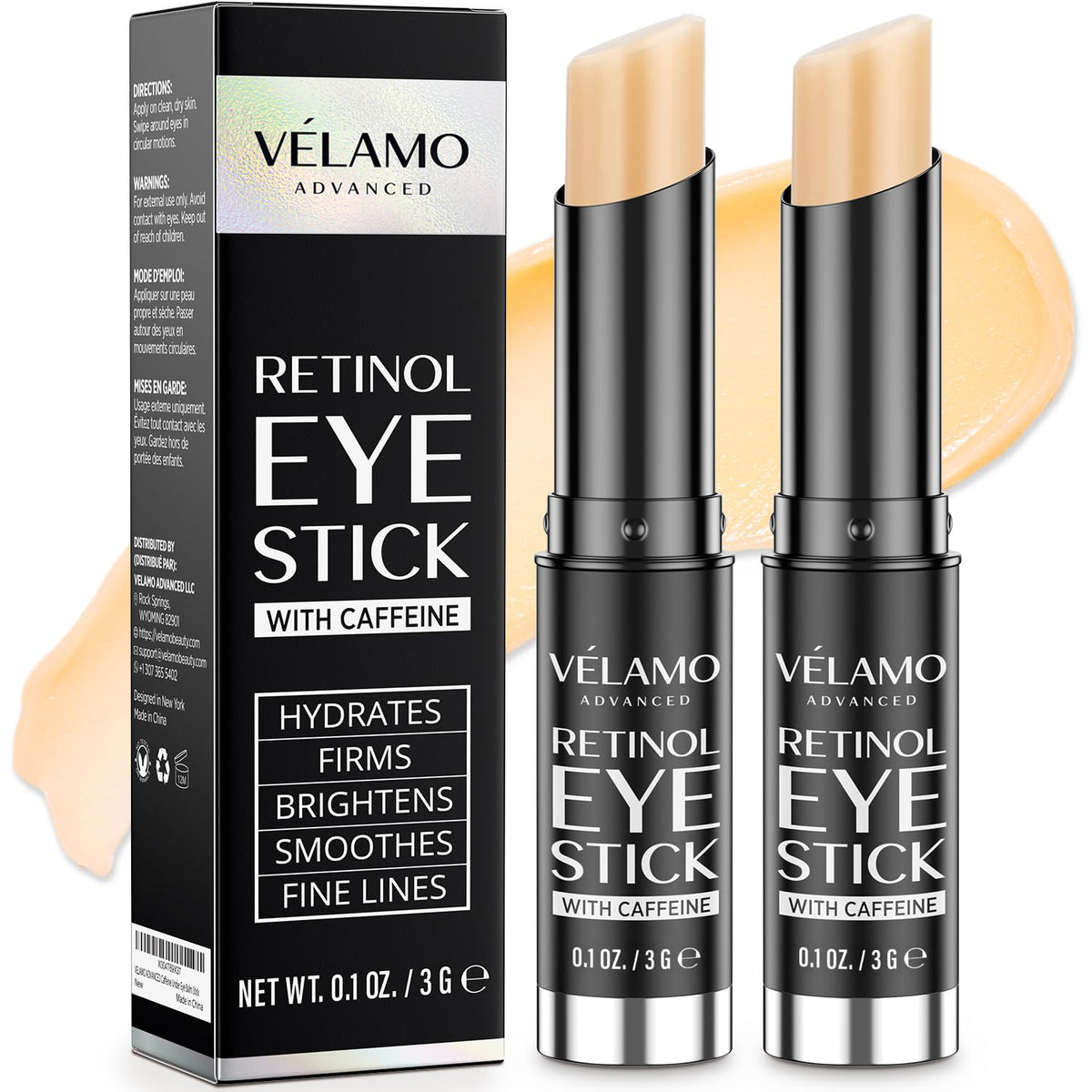 Stick contour des yeux VELAMO ADVANCED vue avant avec emballage