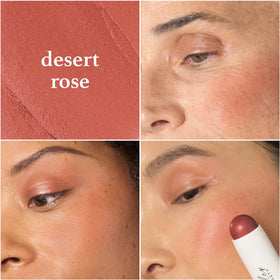 Stick de blush Julep Rose Désert avec application sur la joue
