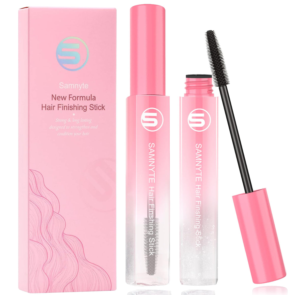 Stick de finition pour cheveux Samnyte vue avant avec couleur rose dégradée