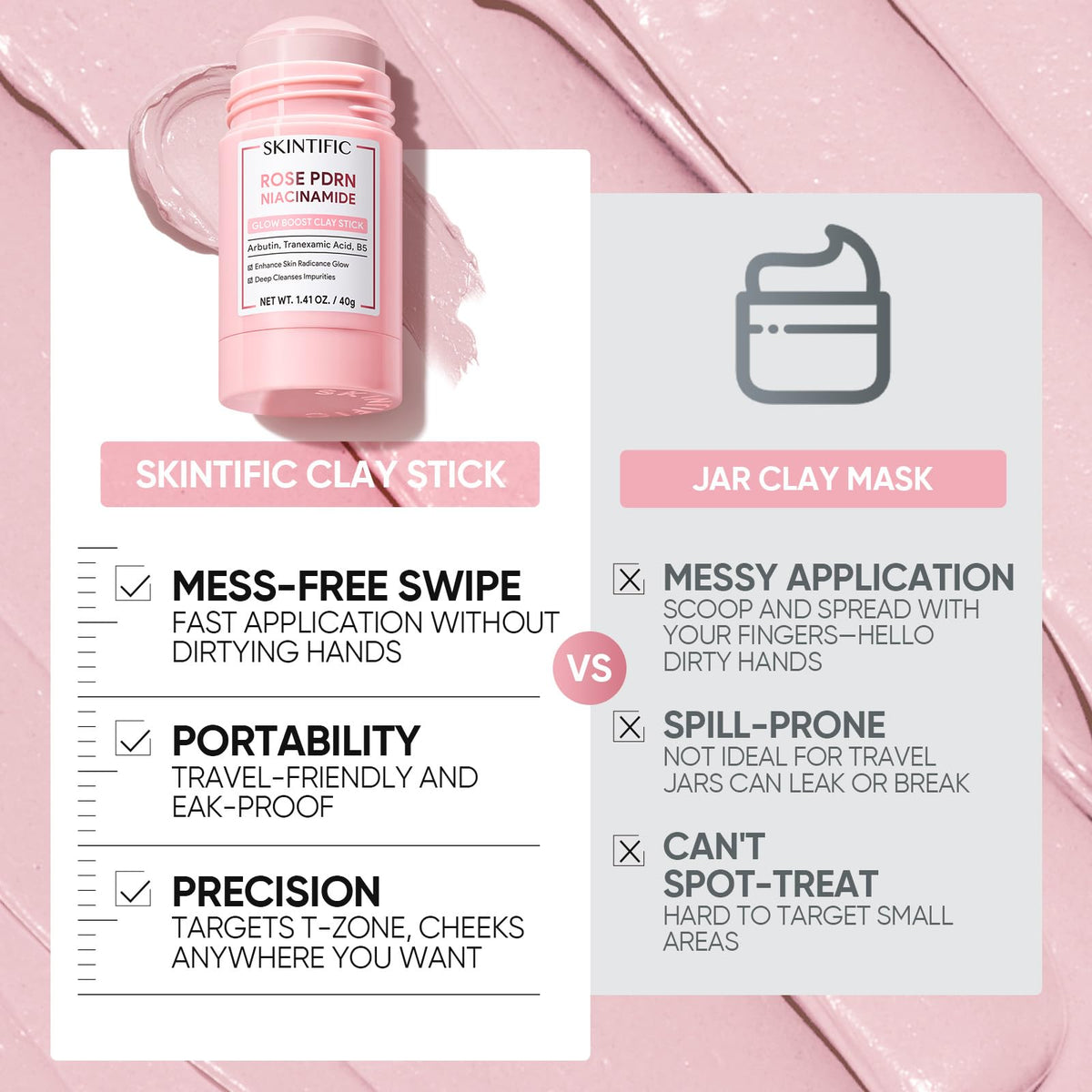 Stick de masque SKINTIFIC à la Rose, taille et dimension