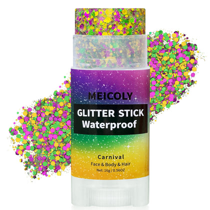 Stick de paillettes MEICOLY or violet vert vue de face