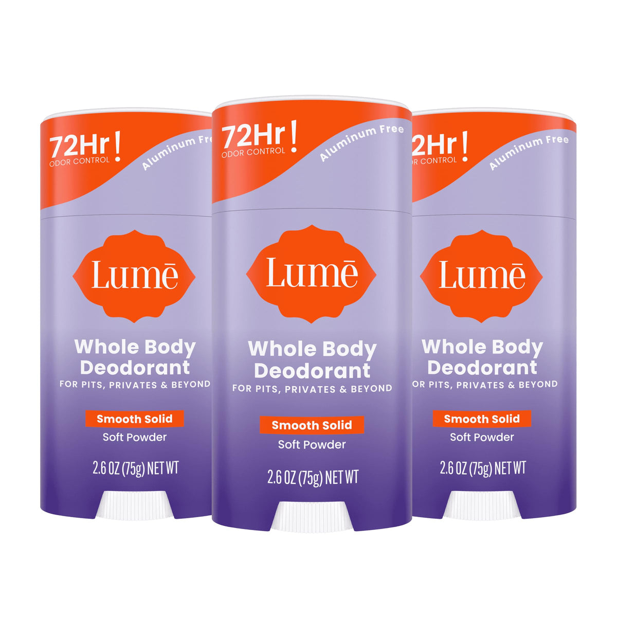 Stick déodorant Lume Corps Complet 2,6 oz vue de face