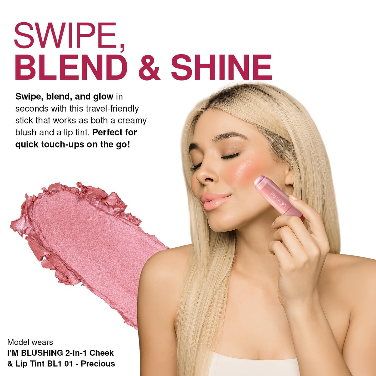 Stick Palladio I'm Blushing avec texture crémeuse
