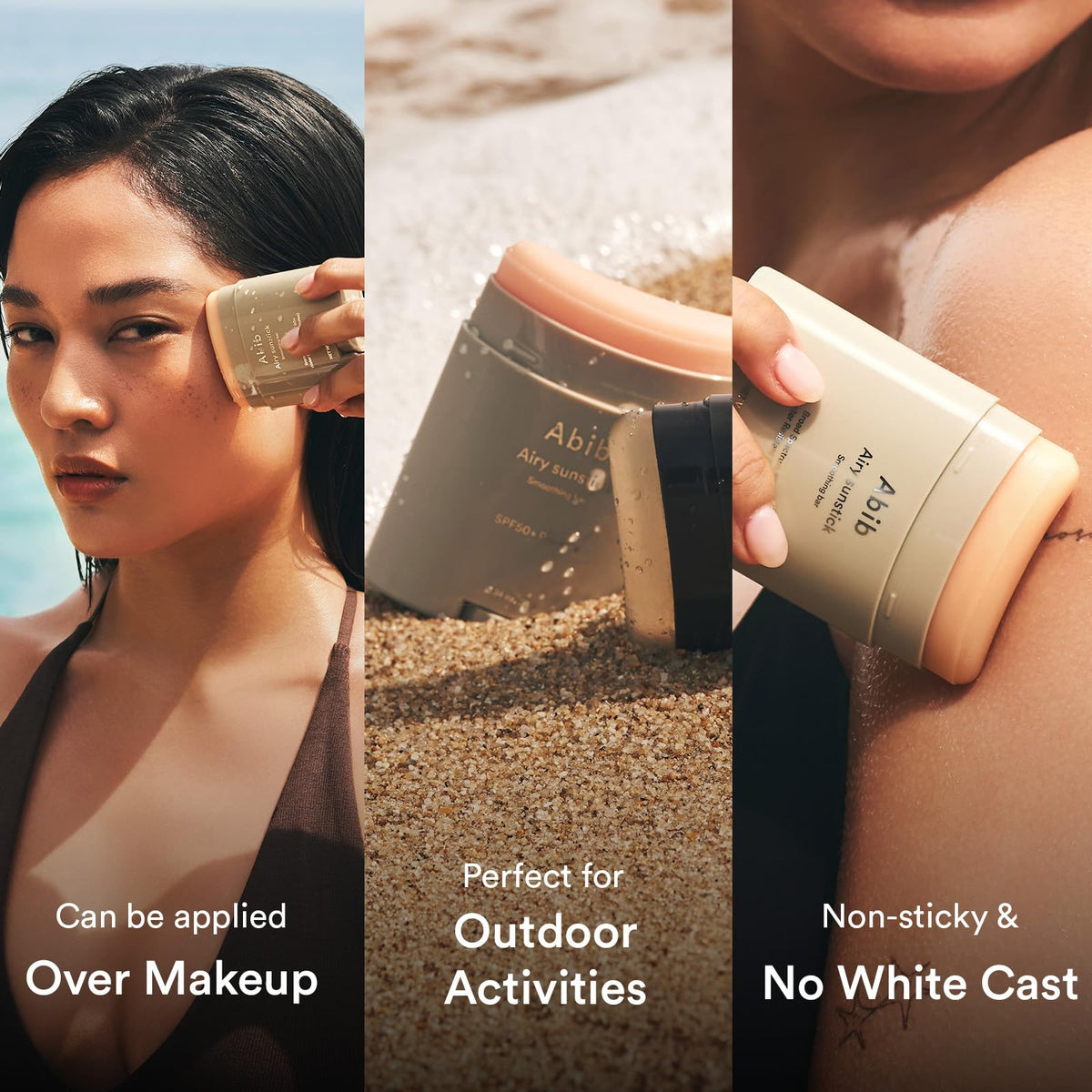 Stick solaire Abib Airy Sunstick SPF50+ près de produits de beauté