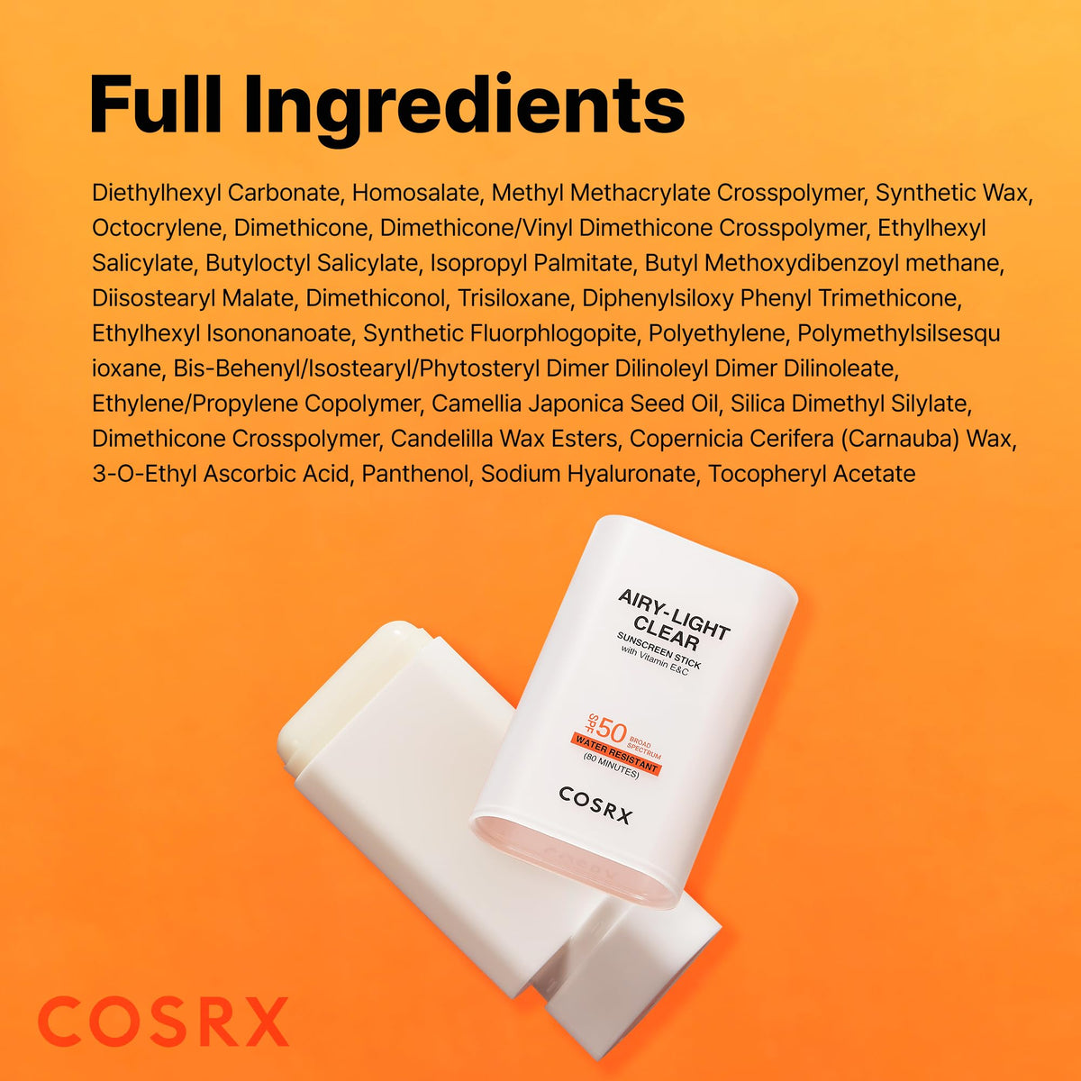 Stick solaire COSRX montrant la texture mate sur la peau