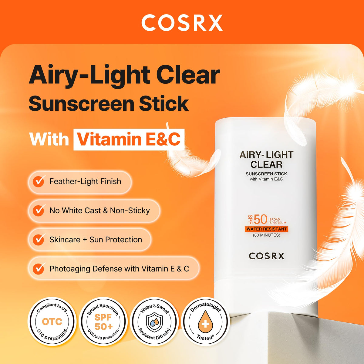 Stick solaire COSRX ouvert montrant la texture