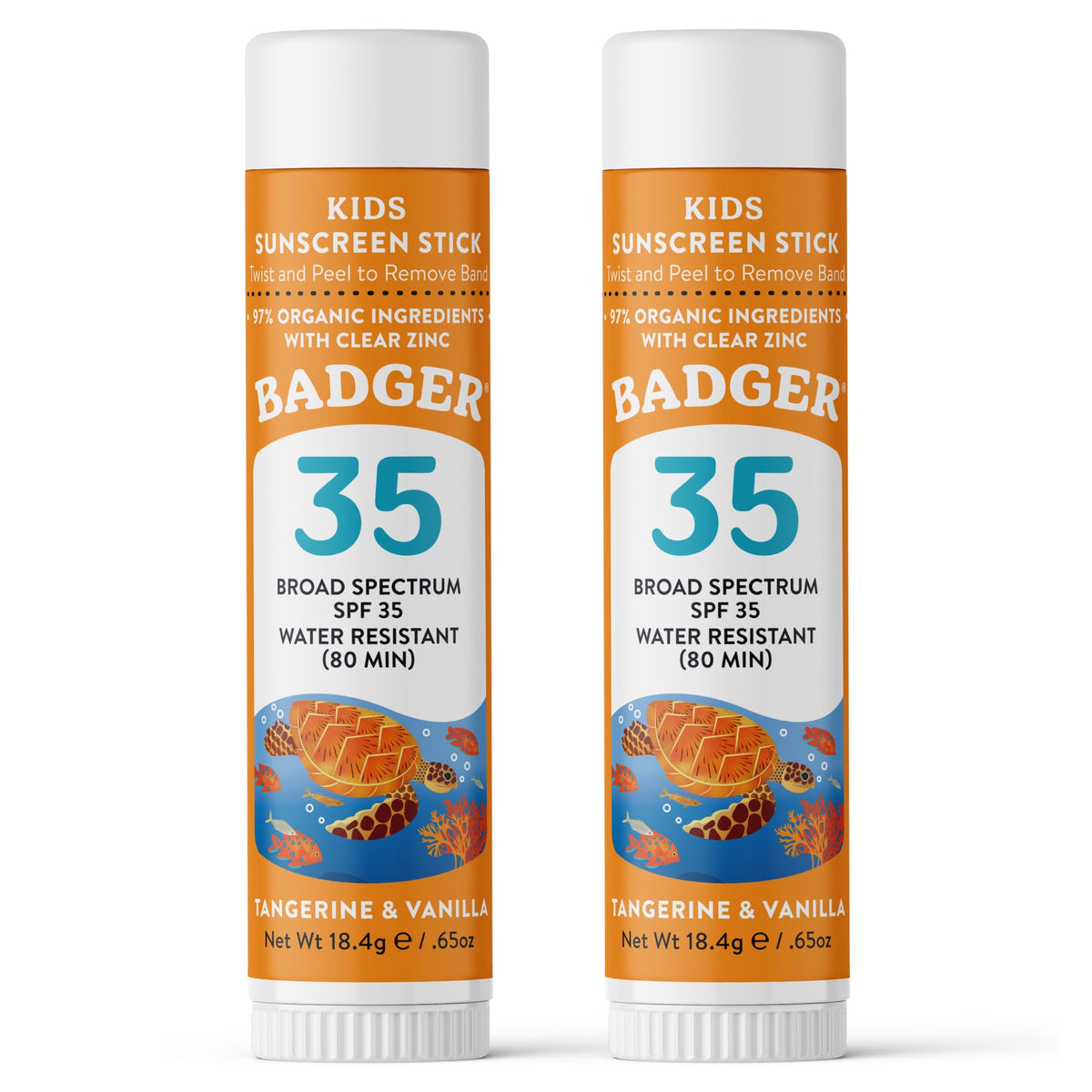 Stick solaire minéral Badger pour enfants face avant avec emballage